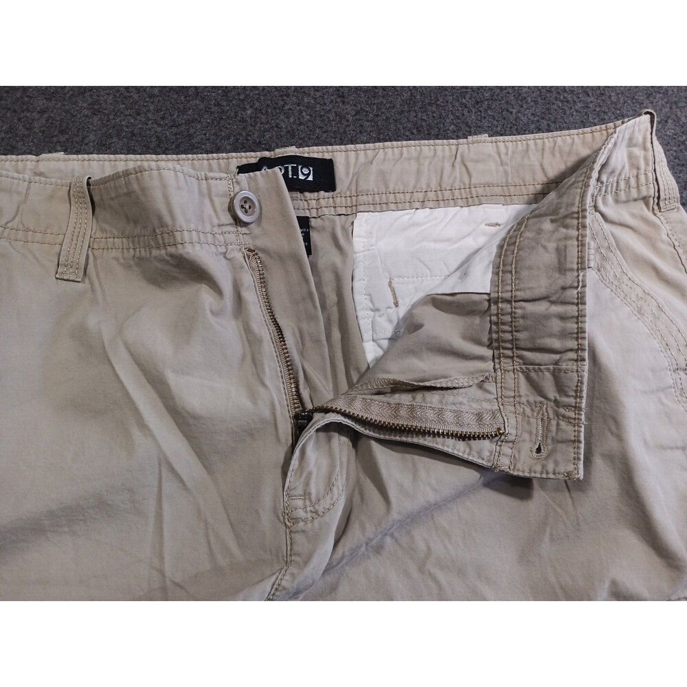 Apt 9 Mens Khaki Cargo Shorts Size 38 Flat Front 100% Cotton - Picture 10 of 12
